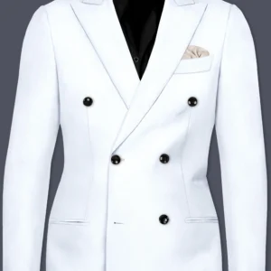 Premium White Double-Breasted Blazer
